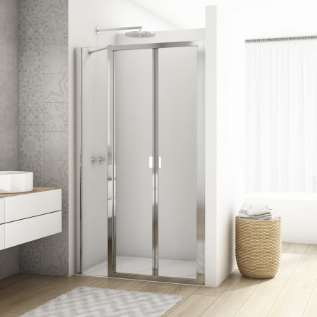 Kudos Divera 900mm Bifold Shower Door in Chrome with Inline Panel