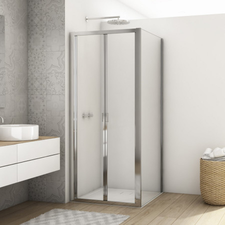 Kudos Divera 760mm Bifold Shower Door in Chrome with Side Panel