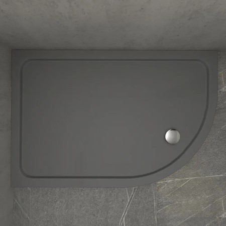 Kudos Kstone Slip Resistant Slate Grey 1200 x 800mm Offset Quadrant LH Shower Tray
