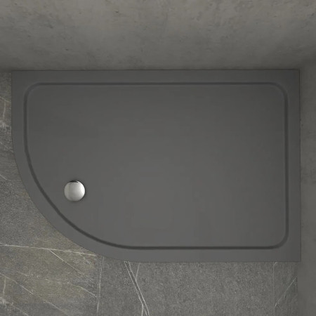 Kudos Kstone Slip Resistant Slate Grey 1000 x 800mm Offset Quadrant RH Shower Tray