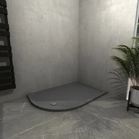 KSQ10090RHSRGR Kudos Kstone Slip Resistant Slate Grey 1000 x 900mm Offset Quadrant RH Shower Tray Bathroom Setting