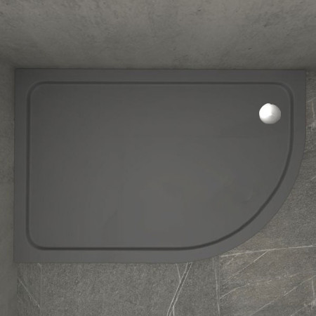 Kudos Kstone Slip Resistant Slate Grey 900 x 760mm Offset Quadrant LH Shower Tray