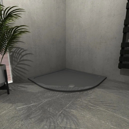 KSQ90SRGR Kudos Kstone Slip Resistant Slate Grey 900mm Quadrant Shower Tray Bathroom Setting