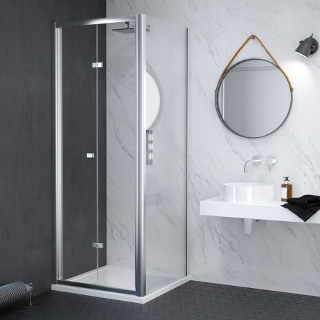 Kudos Original6 760mm Bifold Shower Door Corner Installation with Side Panel