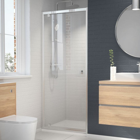 601010 Kudos Original6 760mm Pivot Shower Door Recess Installation