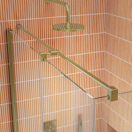 SNPCP100BRG Kudos Siona 1000mm Pivot Corner Shower Door in Brushed Brass Stabilising Bar