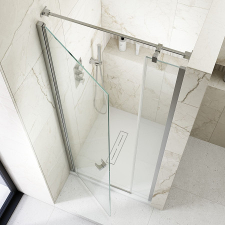 SNPR120 Kudos Siona 1200mm Pivot Recess Shower Door in Chrome Lifestyle