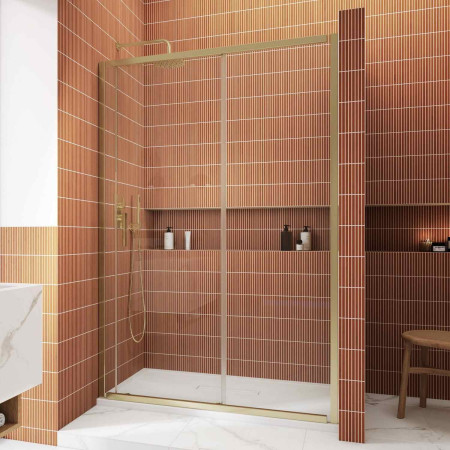 Kudos Siona 1400mm Sliding Shower Door in Brushed Brass