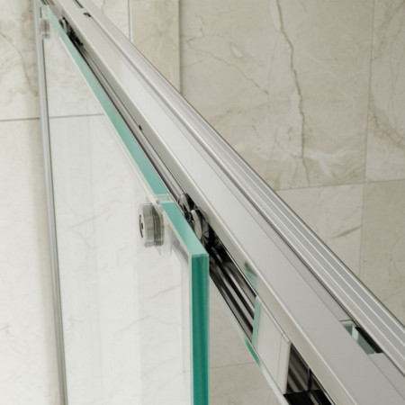 SNS140 Kudos Siona 1400mm Sliding Shower Door in Chrome Slider Mechanism Close Up