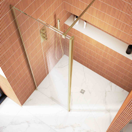SNWPI100BRG Kudos Siona 1000mm Wetroom Panel in Brushed Brass with Hinged Return Panel 270°