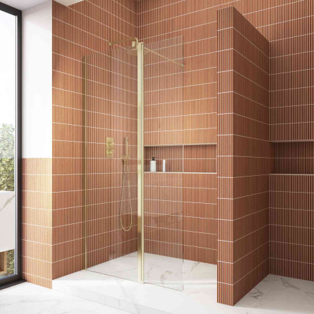 Kudos Siona 1400mm Wetroom Panel in Brushed Brass