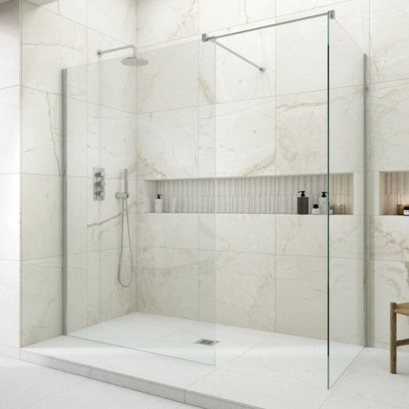 SNWPI76 Kudos Siona 760mm Wetroom Panel in Chrome with an End Panel