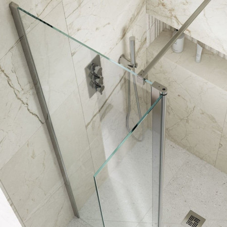 SNWPI76 Kudos Siona 760mm Wetroom Panel in Chrome with an Open Deflector Panel