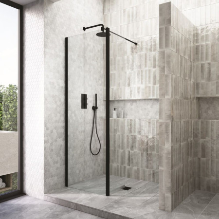 Kudos Siona 1100mm Wetroom Panel in Matt Black