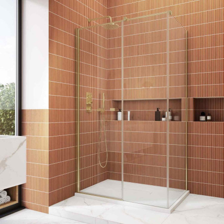Kudos Siona 1200mm Pivot Corner Shower Door in Brushed Brass