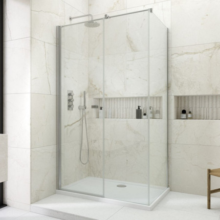 Kudos Siona 800mm Pivot Corner Shower Door in Chrome