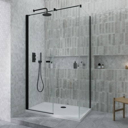 Kudos Siona 800mm Pivot Corner Shower Door in Matt Black