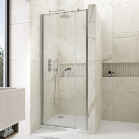 Kudos Siona 800mm Pivot Recess Shower Door in Chrome