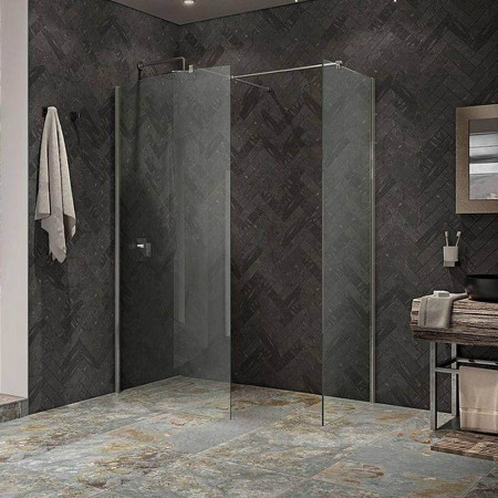 Kudos Ultimate8 1200mm Curved Wetroom Panel and Chrome Wall Post (with optional side panel and floor installation)