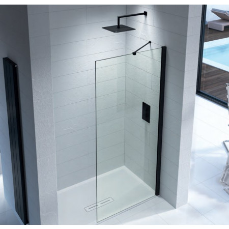 Kudos Ultimate 2 1100mm Wetroom Panel 10mm Glass with Matt Black Profile
