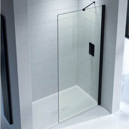 Kudos Ultimate 2 400mm Wetroom Panel 10mm Glass with Matt Black Profile