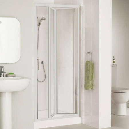 LK1B080W Lakes 700mm Framed Bifold Shower Door in White