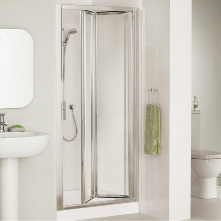 LK1B1000S Lakes Bathrooms 1000mm Framed Bifold Shower Door in Polished Silver