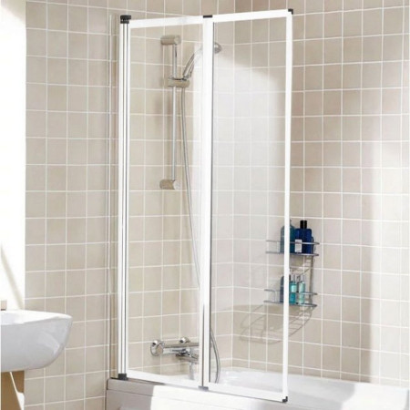 SS75W Lakes Bathrooms Double Panel 950mm Bath Screen in White