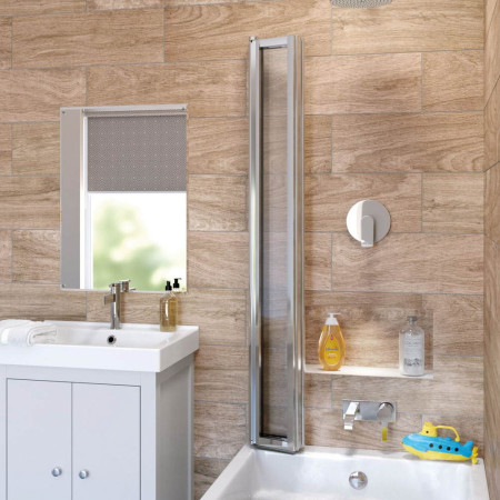 Lakes Bathrooms Four Panel 730mm Bath Screen in White Folded Close