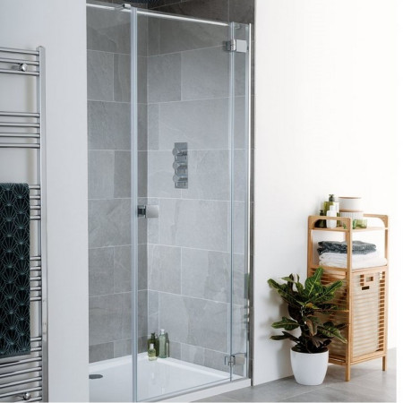 LK801090S / LK802050S Lakes Cayman 1400mm Hinged Shower Door with Inline Panel (1)