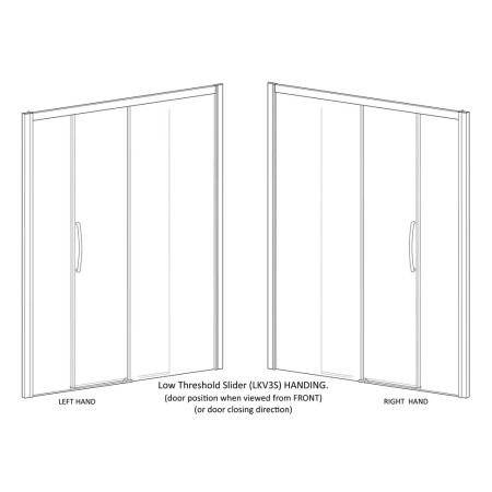 CLV3SF180LS/CLV3S180DG Lakes Classic Collection Semi Frameless Low Threshold Slider Door 1800mm Left Hand Line Drawing
