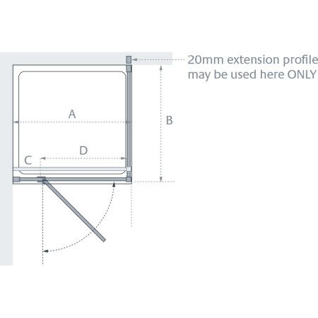 LK801-100S Lakes Grenada 1000mm Hinged Panel Shower Door with Side Panel (2)