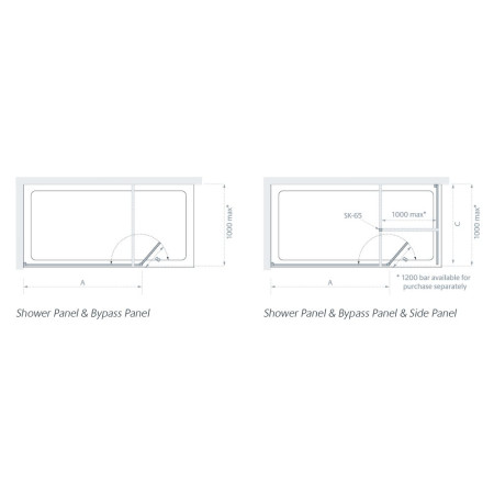 LK1010-070S Lakes Levanzo 700mm Shower Panel and Bypass Panel with 10mm Glass (2)