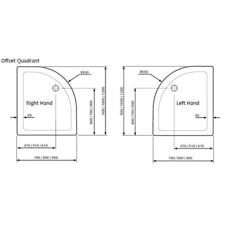 TQ8012LELJ Lakes Low Profile 1200 x 800mm Offset Quadrant Shower Tray & Fast Flow Waste Left Hand (2)