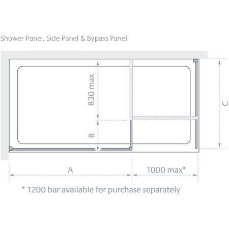 LK812-100S  Lakes Palma 1000mm Walk In Shower Panel (3)