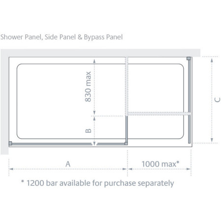LK812-110S Lakes Palma 1100mm Walk In Shower Panel (3)