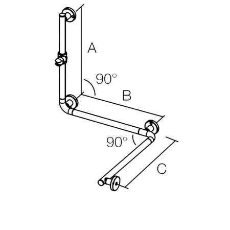 4062SG05PM Lakes Series 400 SG 1000mm Wall Handrail with Shower Holder Line Drawing