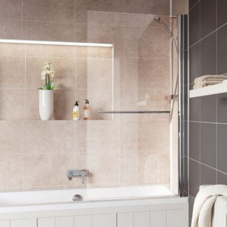 SS55S Lakes Square Bath Screen With Towel Rail 800mm