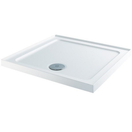 XF3 MX 760mm Square Durastone Shower Tray With Upstands Low Profile Stone Resin Side View