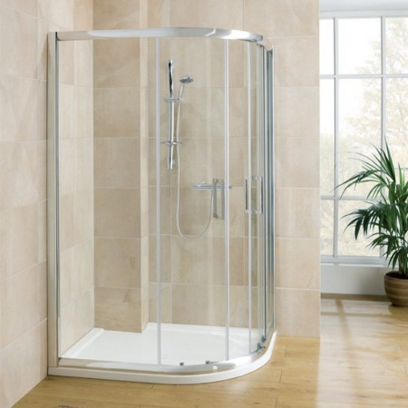 XPZ MX 900 x 760mm Offset Quadrant Right Hand Durastone Shower Tray Lifestyle