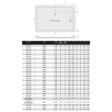 ASXUF MX DucoStone 1400 x 800mm Anti Slip Rectangular Shower Tray with 90mm Waste Line Drawing