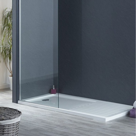 ST6 MX Elements 1700 x 800mm Flat Top Shower Tray with Walk In Drying Area Lifestyle