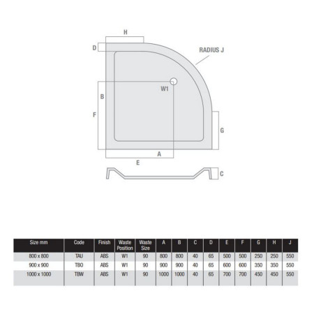 TAU MX Elements 800 x 800mm Quadrant Shower Tray (2)