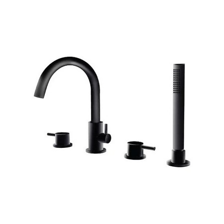 Marflow Pava Matt Black 4 Tap Hole Bath Shower Mixer With Kit
