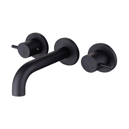 Marflow Pava Matt Black Wall Mounted 3 Tap Hole Basin & Bath Mixer