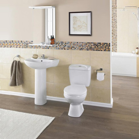 Melbourne 4 Piece Bathroom Suite - Toilet & 550mm 1TH Basin with Pedestal