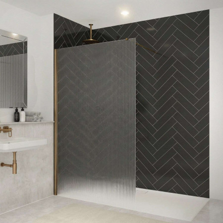 Merlyn 1000mm Brushed Bronze 8mm Fluted Wetroom Panel