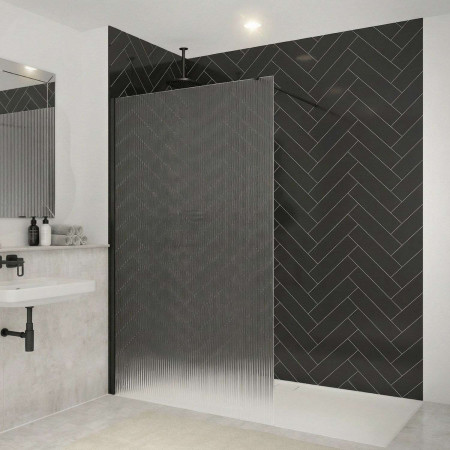 Merlyn 1000mm Matt Black 8mm Fluted Wetroom Panel