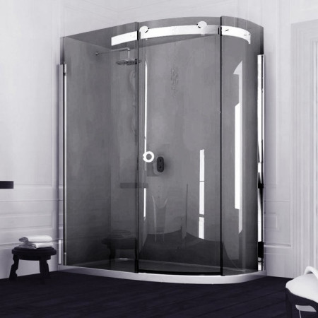 Merlyn 10 Series Offset Quadrant Smoked Black Shower Enclosure 1200 x 900mm