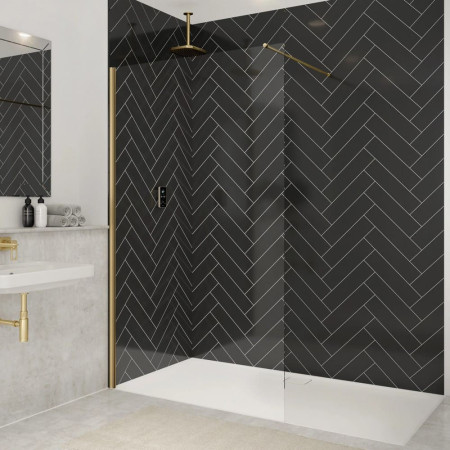 Merlyn 1600mm Brushed Brass 8mm Wetroom Panel
